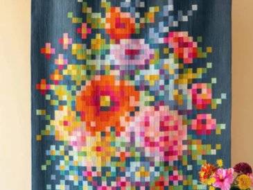 Embroidery Flower Quilt Pattern