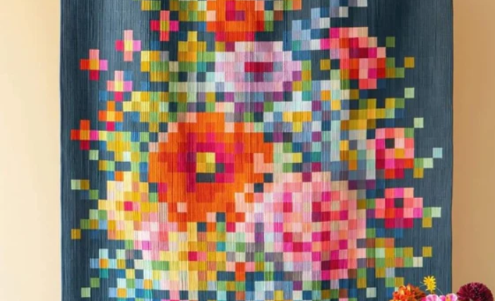 Embroidery Flower Quilt Pattern