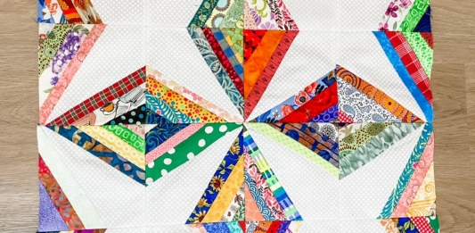 Scrappy Star String Quilt Block Pattern