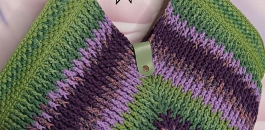 Colorful Crochet Bag with Embossed Square