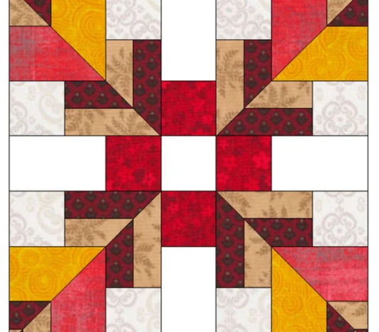 Radiant Cross Quilt Block Pattern