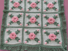 Afghan Crochet Blanket with Roses