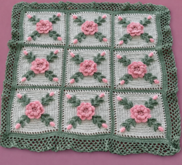 Afghan Crochet Blanket with Roses