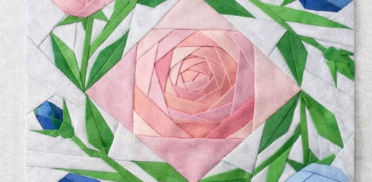 Floral Rose Foundation Paper Piecing Quilt Block Tutorial