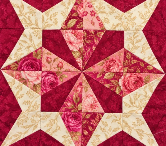 Four-Diamond Star Quilt Block Pattern