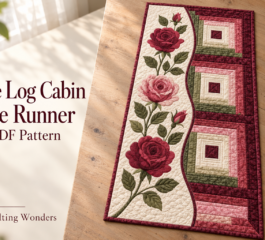 Rose Log Cabin Table Runner Pattern with Free PDF