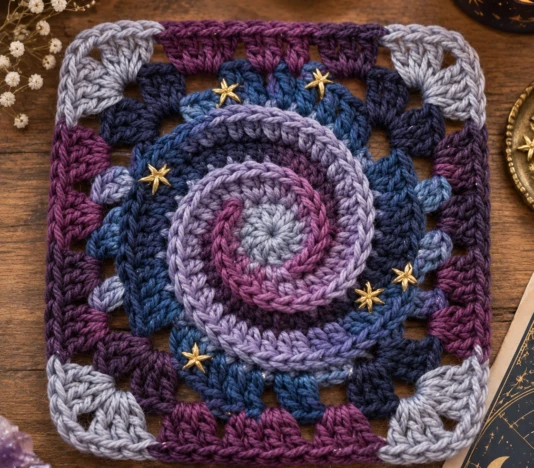 Spiral Galaxy Crochet Square